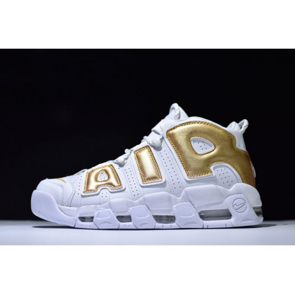 Nike Erkek Air More Uptempo Beyaz / Metal Altın Spor Ayakkabı Türkiye - MINTSFG4